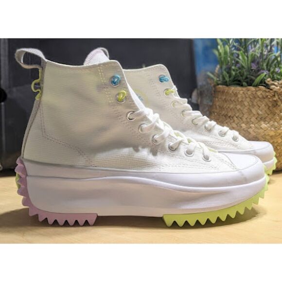 Converse Run Star Hike White Pink Green Platform Sneakers Unisex W9.5 M8 NIB - Picture 4 of 15
